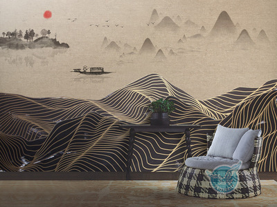 禪意入畫，山水在心 新中式抽象線條背景墻的意境營(yíng)造